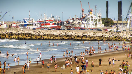 People enjoying at beach