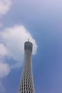 Low angle view of building against cloudy sky