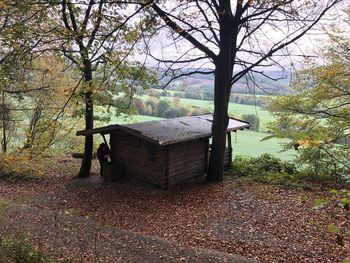 Bench in park during autumn