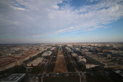 High angle view of cityscape against sky