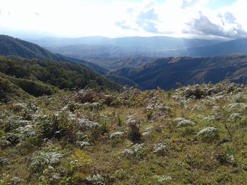 Scenic view of mountains against sky