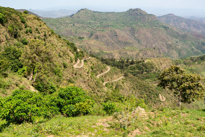 Scenic view of landscape and mountains