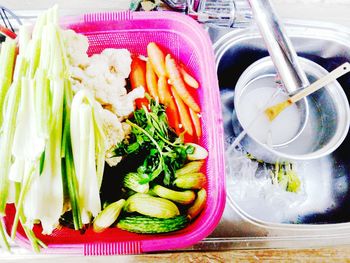 Close-up of food in tray