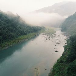 Scenic view of river flowing through rocks