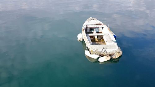 High angle view of boat in water