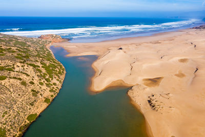 High angle view of beach against sky