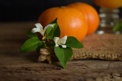 Close-up of orange fruit on table