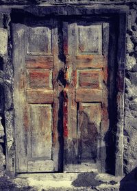 Closed door of old building