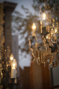 Close-up of crystal chandeliers