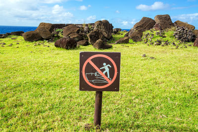 Scenic view of grassy field against sky