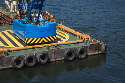 High angle view of freight transportation on sea