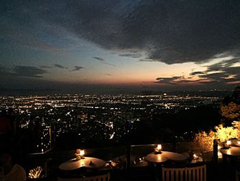 View of illuminated cityscape