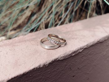 Close-up of rings on retaining wall