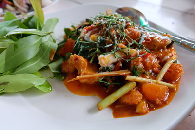 Close-up of salad in plate