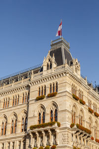 Low angle view of building against clear sky