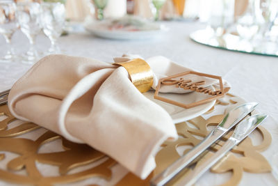 Close-up of chocolate cake on table