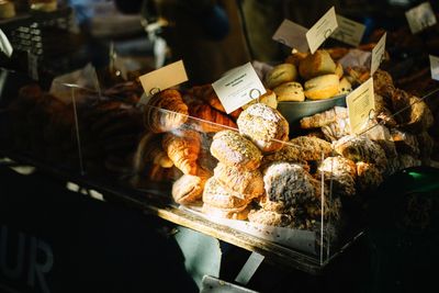 Food for sale at market stall