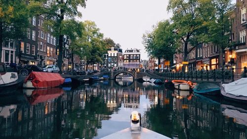 View of canal in city
