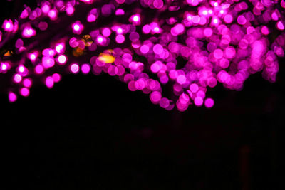 Defocused image of illuminated lights at night