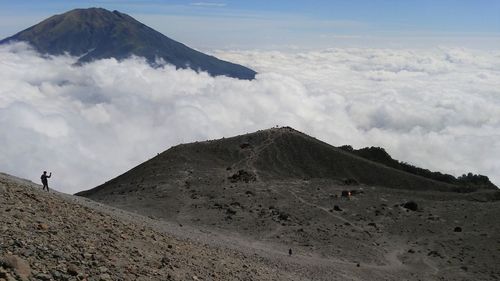 Scenic view of volcanic landscape against sky