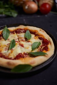 Close-up of pizza on table