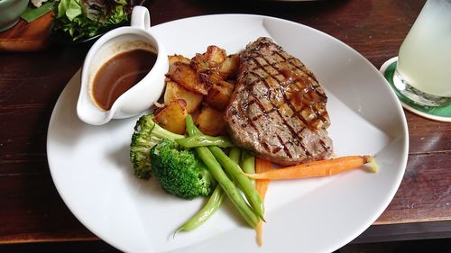 High angle view of meal served in plate