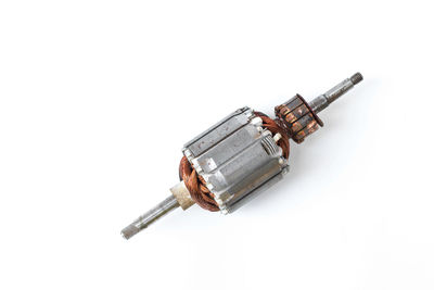 High angle view of coin-operated binoculars against white background