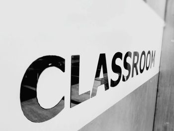 Close-up of text on wall