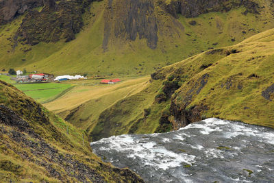 Scenic view of landscape against mountains