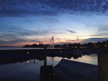 Silhouette of lake at sunset