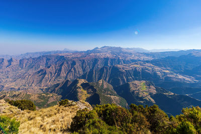 Landscape view of the simien mountains national park in northern ethiopia