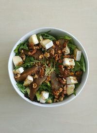 High angle view of salad in bowl