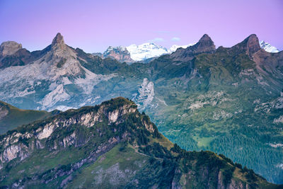 Scenic view of mountains against clear sky