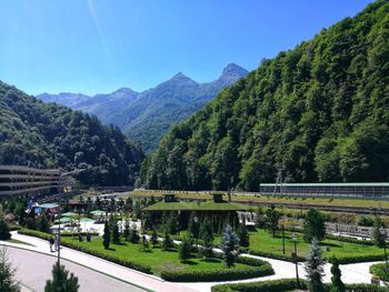 Scenic view of mountains against clear sky