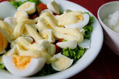 Close-up of salad in plate on table