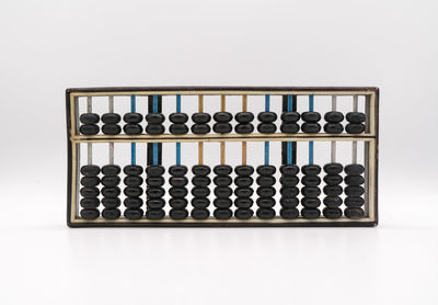 Close-up of abacus against white background