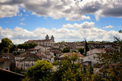 High angle view of townscape against sky