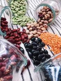 High angle view of fruits in container