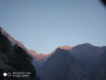 Scenic view of mountains against clear sky