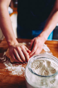 Close-up of man preparing food