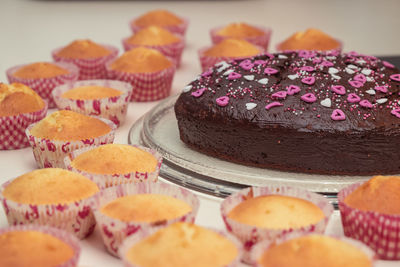 Close-up of cupcakes on table