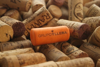 Close-up of corks wine cellar