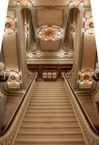 Interior of illuminated subway station