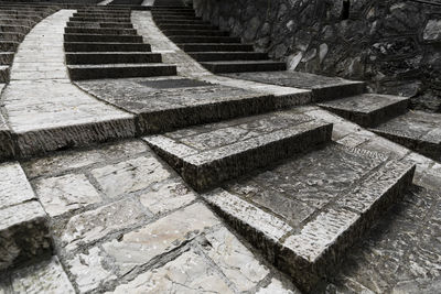 High angle view of stone steps