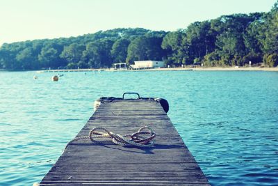 Scenic view of lake against clear sky