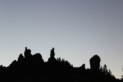 Low angle view of silhouette birds against clear sky