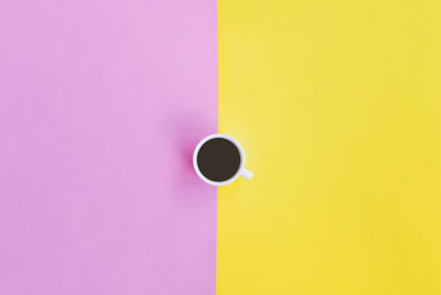 Directly above shot of coffee cup against wall