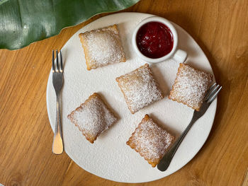 High angle view of food on table