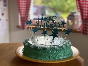 Close-up of cake on table