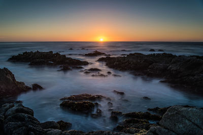 Scenic view of sea during sunset